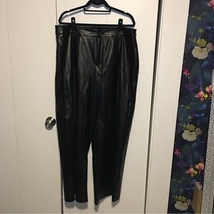 Eloquii Faux Leather Wide Leg Pant Black Size 18 Preowned